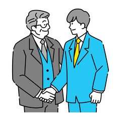 ビジネススーツの男性二人が握手を交わす