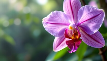 Hyperrealistic Dendrobium orchid bloom - represents elegance and delicate beauty - suitable for greeting cards, nature blogs, and botanical prints