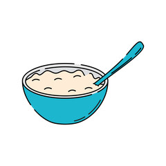 Simple yogurt in bowl vector illustration. Yogurt vector illustration in lineal color style isolated on a white background