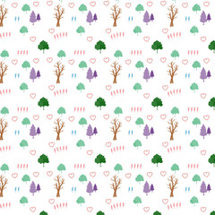 Cute Tree and Heart Pattern,transparence