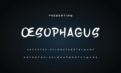 Lettering font isolated on black background. Texture alphabet in street art and graffiti style. Grunge and dirty effect. Vector brush letters.