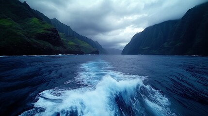 Fototapeta premium Na Pali Coastline, Kauai, Hawaii: Majestic Cliffs and Serene Ocean