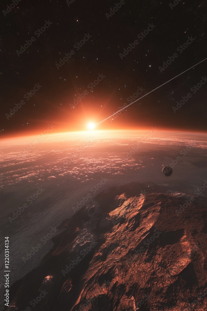 Canvas Prints earth from space with plane distance