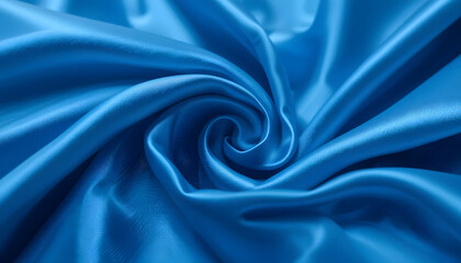 4K Close-Up of Elegant Blue Silk Satin with Soft Flowing Waves, Ideal for Luxury Textile, Fashion, and Interior Design Projects.