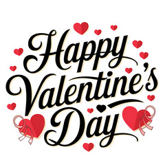 Happy Valentine's Day Typography Vector Illustration on a Transparent Background