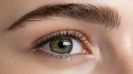 Fototapeta premium Tattooed eyebrow correction Laser removing permanent makeup from a young woman's brows, close-up of detailed salon procedure