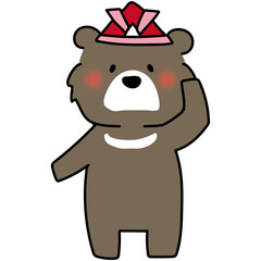 兜をかぶったクマ