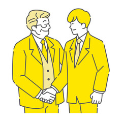 ビジネススーツの男性二人が握手を交わす