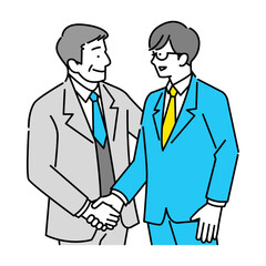 新入社員と上司が握手するビジネスシーン