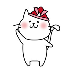 Fototapeta premium 兜をかぶった白い猫