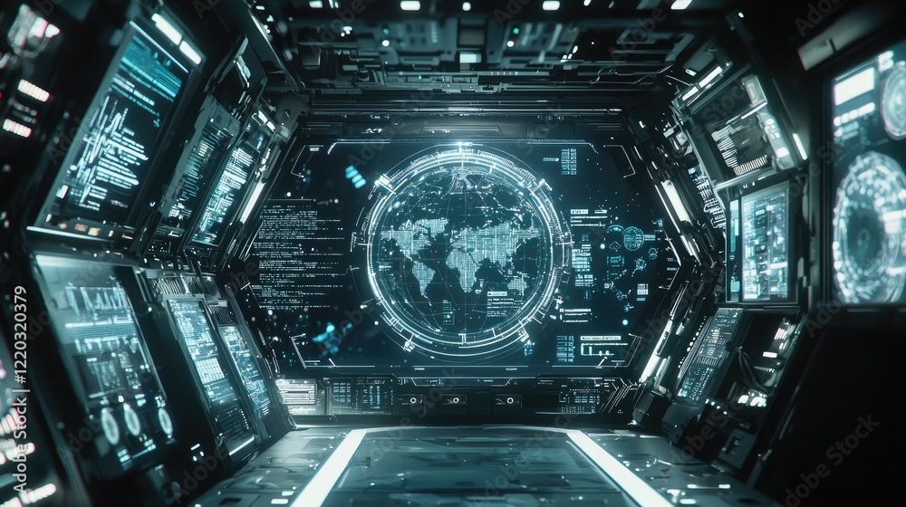 Poster Explore a futuristic digital background showcasing data visualizations, graphs, and charts that represent trends and statistics for various industries and analysis.