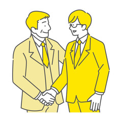 新入社員と上司が握手するビジネスシーン