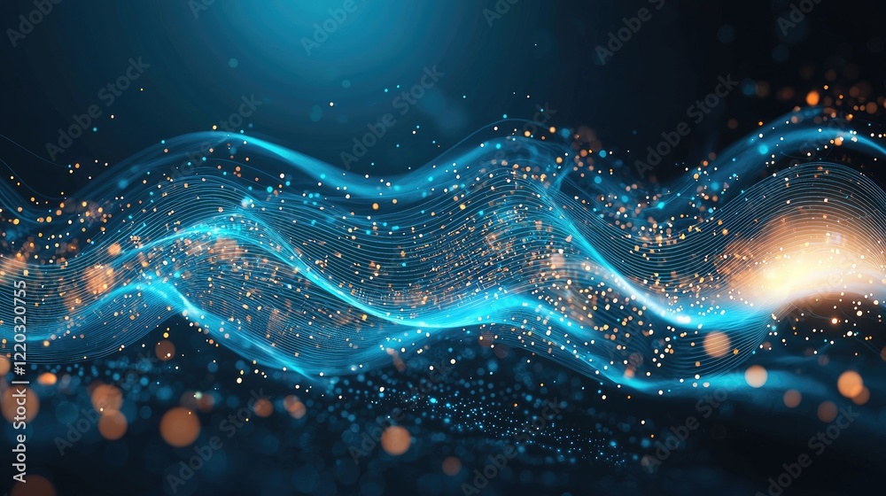 Aufkleber This abstract technology background features glowing lines and circuit patterns in blue tones, perfect for projects related to innovation, digital communication, and mode