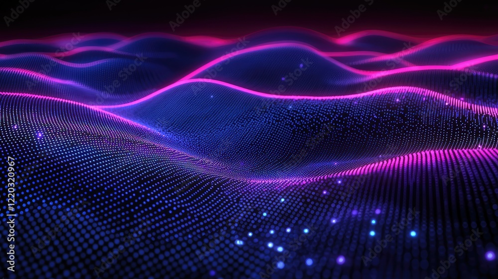 Aufkleber Vibrant abstract digital background featuring glowing blue dots and lines, ideal for technology themes, data visualization, and modern graphic design projects.