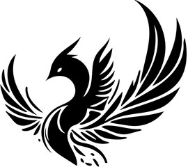 Fototapeta premium Black and white theme phoenix bird illustration