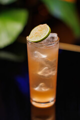 cocktail with ice and lime