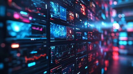 Fototapeta premium Explore dynamic data displays showcasing insights in a high-tech environment.