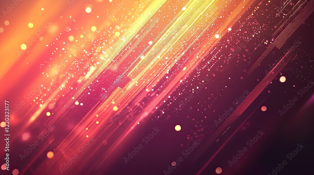 Poster vibrant abstract digital background featuring glowing lines, geometric shapes, and luminous dots. pe