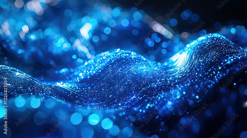 Poster experience a captivating futuristic digital landscape filled with blue glowing data streams, evoking