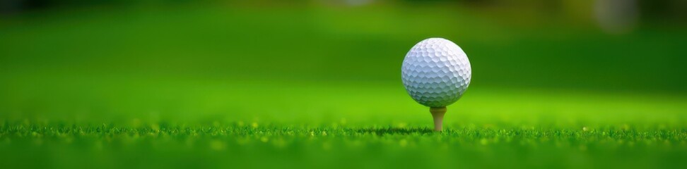 Perfectly smooth white golf ball on vibrant green grass ,  leisure,  round