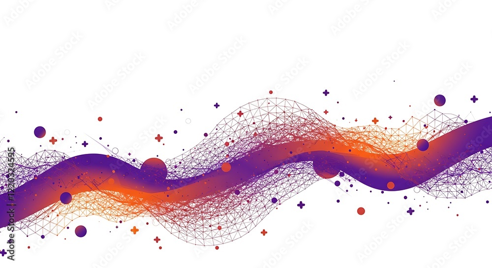 Wall mural trendy abstract wireframe background. modern science or technology art elements. surface illustratio