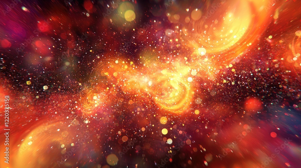 Poster This stunning abstract digital background features vibrant light particles in motion, creating a dynamic visual effect perfect for technology themes and artistic design.