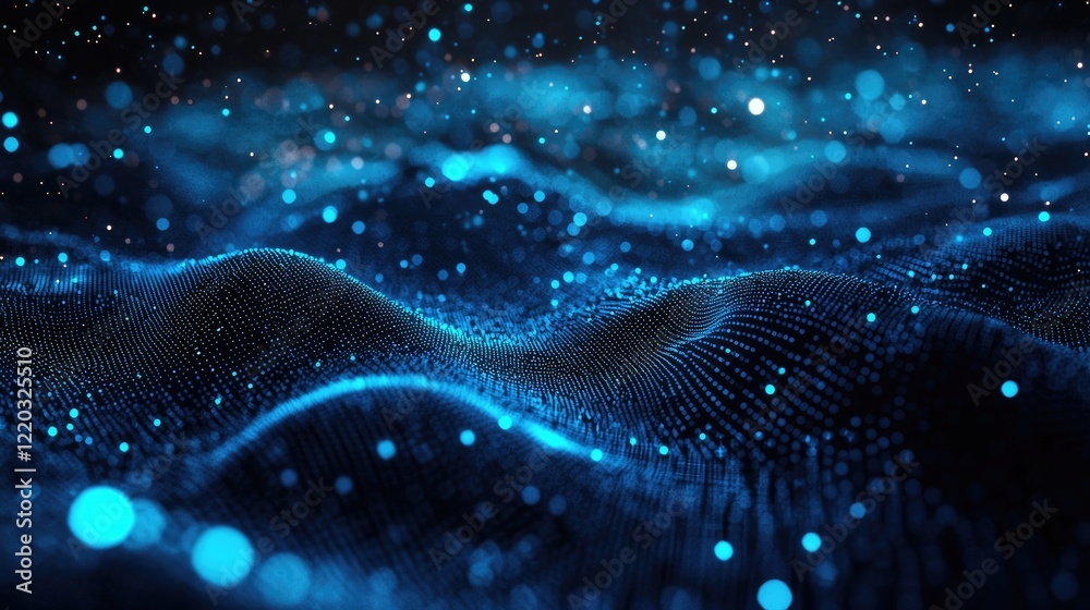 Aufkleber explore a stunning 3d visualization of a molecular structure with a glowing blue hue, illustrating a