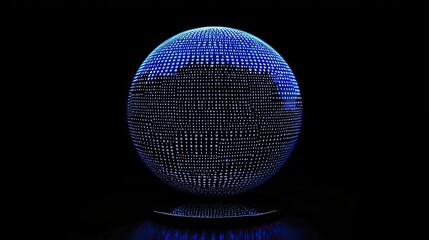 A stunning digital representation of a globe with binary code patterns and blue lighting on a dark background, perfect for themes of technology, innovation, and data visu