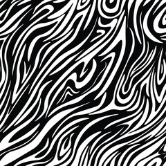 Zebra skin seamless vector pattern. Endless monochrome striped animal fur print. Black and white classic animalistic safari background for fabric and wallpaper.