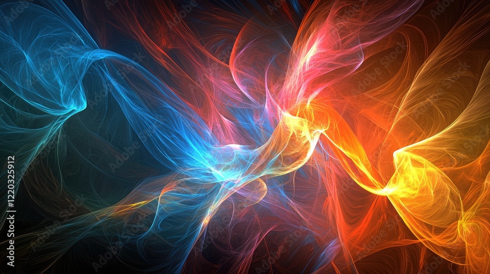 Leinwandbilder a striking abstract visual featuring colorful streams of light converging, creating a mesmerizing ef