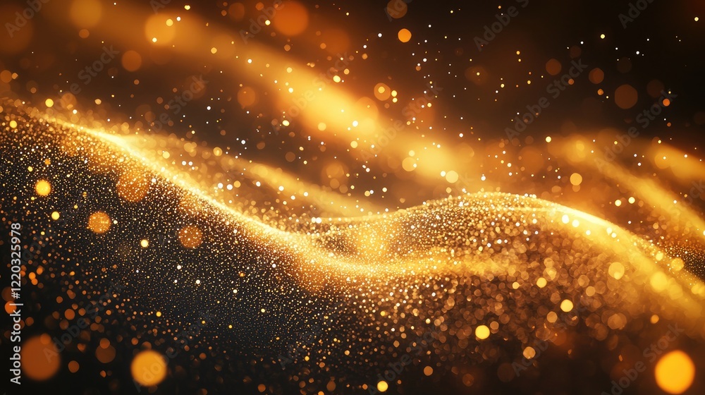 Poster A sleek and modern abstract digital background featuring glowing particles and lines. Perfect for technology, innovation, and data visualization themes in various media.