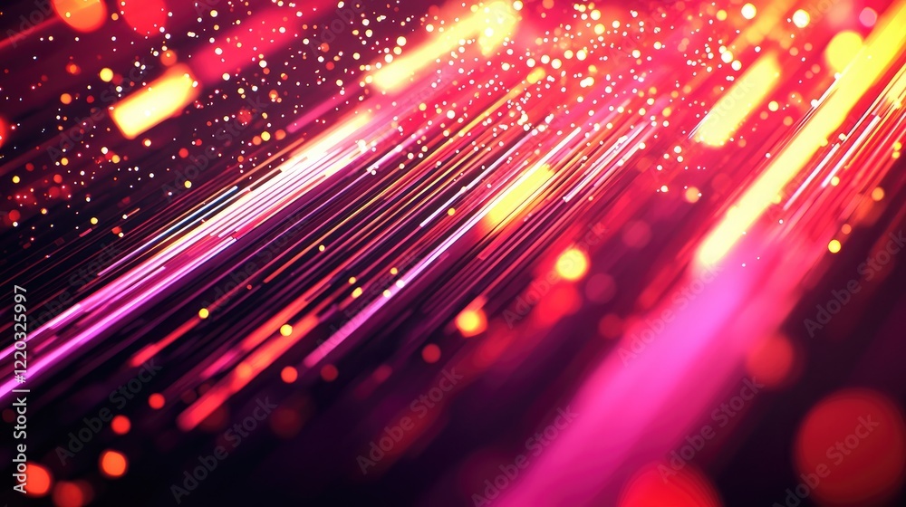 Poster A sleek and modern abstract digital background featuring glowing particles and lines. Perfect for technology, innovation, and data visualization themes in various media.