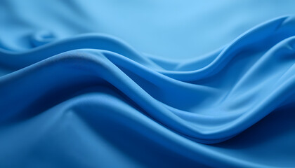 Obraz premium Smooth and Shiny Blue Silk Satin Fabric with Flowing Waves, High-Resolution 4K Close-Up for Luxury Fashion and Elegant Visual Projects.