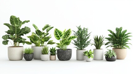 Obraz premium High-Resolution 3D Render of Popular Houseplants in Stylish Modern Pots
