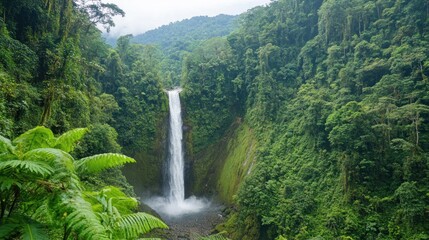 Majestic La Fortuna Waterfall in Costa Rica's Lush Rainforest