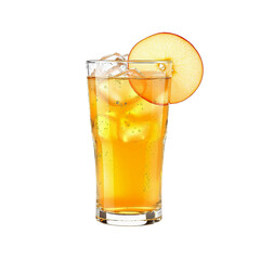 glass of cola with ice and apple