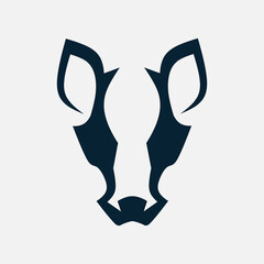 Dog minimalist logo. Simple negative space vector design. Isolated with soft background.