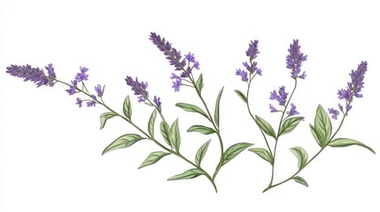 Naklejka premium Elegant Lavender Blooms: A Botanical Illustration
