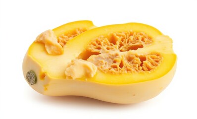 Fresh sliced yellow squash on white background
