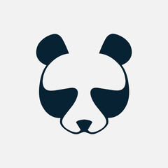 Panda minimalist logo. Simple negative space animal vector design. Isolated with soft background.