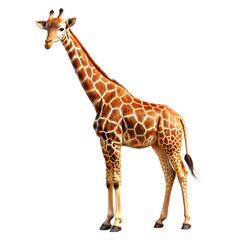 Naklejka premium Majestic Giraffe on Black Background Wildlife Zoo Long Neck Tall Spots