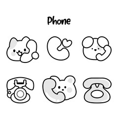cute phone icon vector design black white