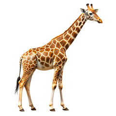 Fototapeta premium Majestic Giraffe Isolated Black Background Wildlife Zoo Long Neck Tall