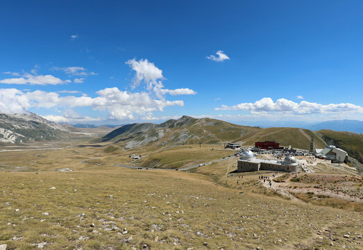 Assergi, AQ, Italy - August 20, 2020: astronomical observatory in the place called CAMPO IMPERATORE in the Abruzzo Region