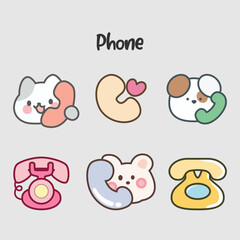 cute phone icon vector design