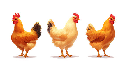 Fototapeta premium Set of chicken with isolated white background.PNG