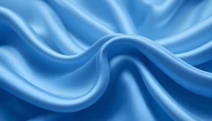 Luxurious Blue Satin Silk Texture in 4K Resolution, Featuring Soft Flowing Waves for Fashion, Interior, and High-End Design Projects.