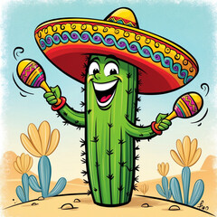 mexican sombrero and cactus
