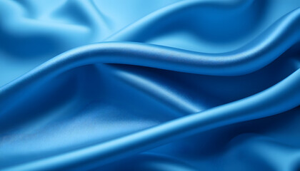 Obraz premium High-Resolution 4K Image of Blue Silk Satin Fabric with Gentle Waves, Perfect for Backgrounds, Branding, and Elegant Design Needs.