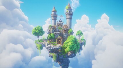 Enchanted Sky Castle: A Fantasy Realm Above the Clouds